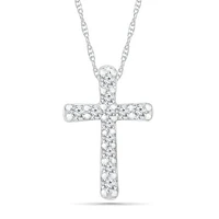 10K White Gold 0.08CTW Diamond Cross Pendant