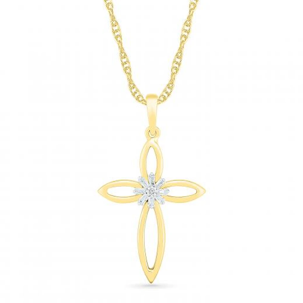 10K Yellow Gold 0.05CTW Diamond Cross Pendant