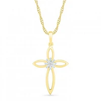 10K Yellow Gold 0.05CTW Diamond Cross Pendant