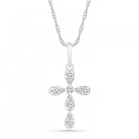 10K White Gold 0.10CTW Diamond Cross Pendant