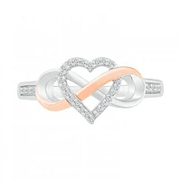 Sterling Silver & 10K Rose Gold 0.10CTW Diamond Ring