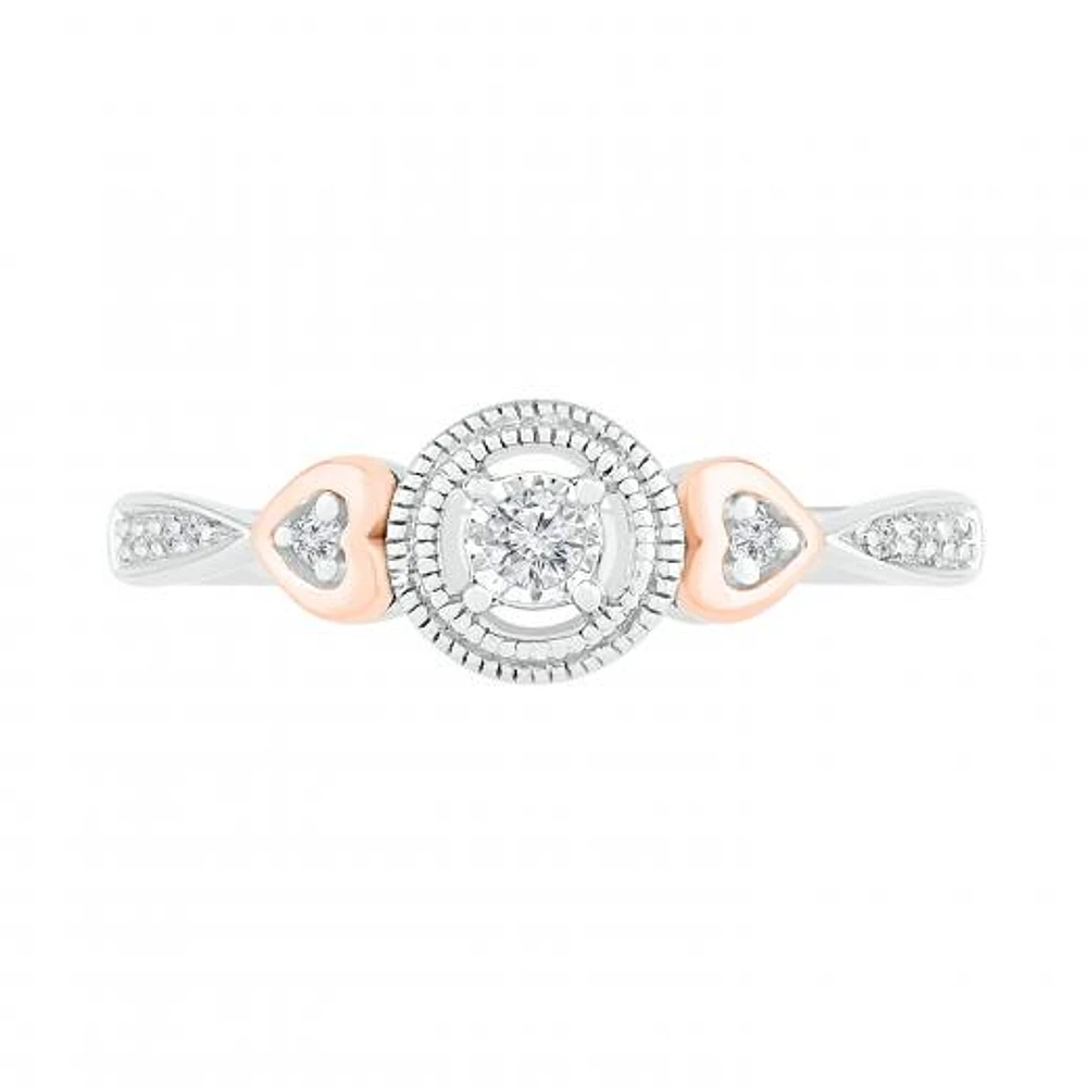 Sterling Silver & 10K Rose Gold 0.10CTW Diamond Ring