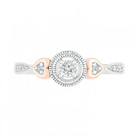 Sterling Silver & 10K Rose Gold 0.10CTW Diamond Ring