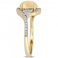 Julianna B 10K Yellow Gold Ethiopian Opal White Sapphire & 0.20CTW Diamond Ring