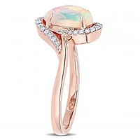 Julianna B 10K Rose Gold Ethiopian Blue Opal & 0.15CTW Diamond Ring