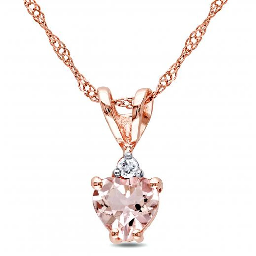 Julianna B 10K Rose Gold Heart Shaped Morganite and Diamond Pendant