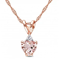 Julianna B 10K Rose Gold Heart Shaped Morganite and Diamond Pendant