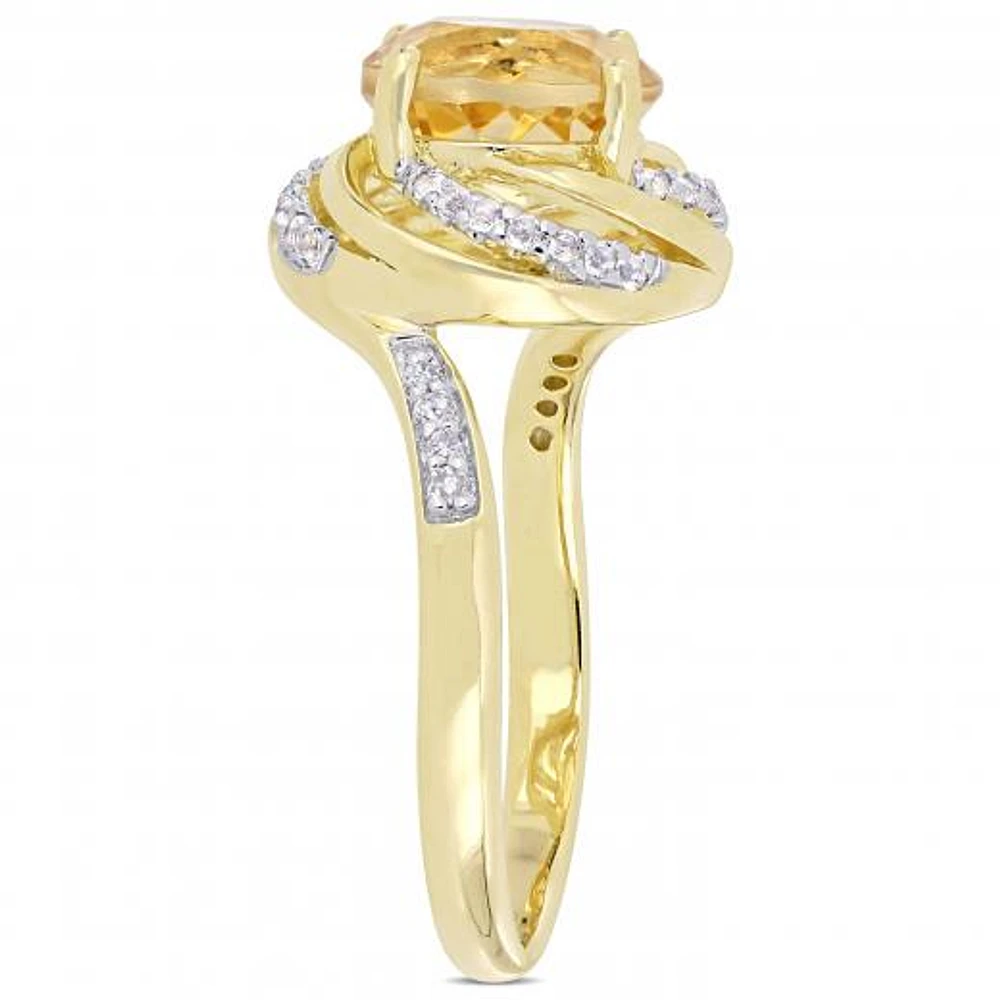 Julianna B Yellow Plated Sterling Silver Citrine White Topaz & Diamond Ring