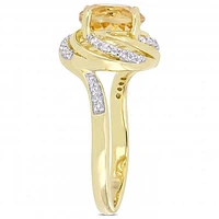 Julianna B Yellow Plated Sterling Silver Citrine White Topaz & Diamond Ring