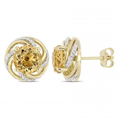 Julianna B Yellow Plated Sterling Silver Citrine & White Topaz Earrings