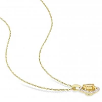 Julianna B 10K Yellow Gold Citrine and 0.10CTW Diamond Square Halo Pendant