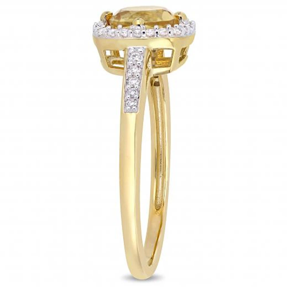 Julianna B 10K Yellow Gold Citrine and 0.14CTW Diamond Halo Ring