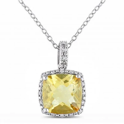 Julianna B Sterling Silver Citrine & 0.10CTW Diamond Pendant with Chain