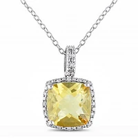 Julianna B Sterling Silver Citrine & 0.10CTW Diamond Pendant with Chain