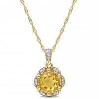 Julianna B 14K Yellow Gold Citrine and Diamond Accent Flower Necklace