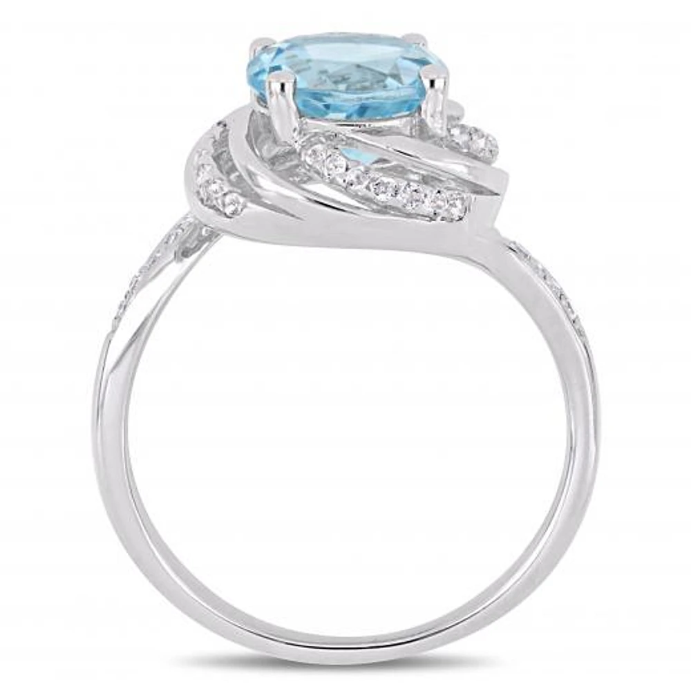 Julianna B Sterling Silver Sky Blue & White Topaz with Diamond Accent Ring