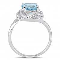 Julianna B Sterling Silver Sky Blue & White Topaz with Diamond Accent Ring