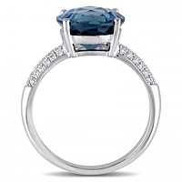 Julianna B 14K White Gold London Blue Topaz & 0.19CTW Diamond Cocktail Ring