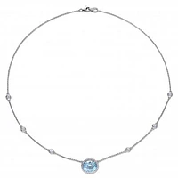Julianna B 14K White Gold Blue Topaz 0.16CTW Diamond & White Sapphire Necklace