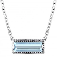 Julianna B Sterling Silver Blue Topaz & White Sapphire Halo Necklace