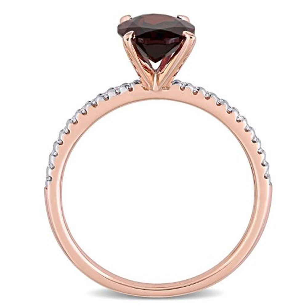 Julianna B 14K Rose Gold Garnet and 0.10CTW Diamond Ring