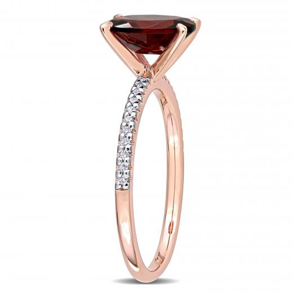 Julianna B 14K Rose Gold Garnet and 0.10CTW Diamond Ring