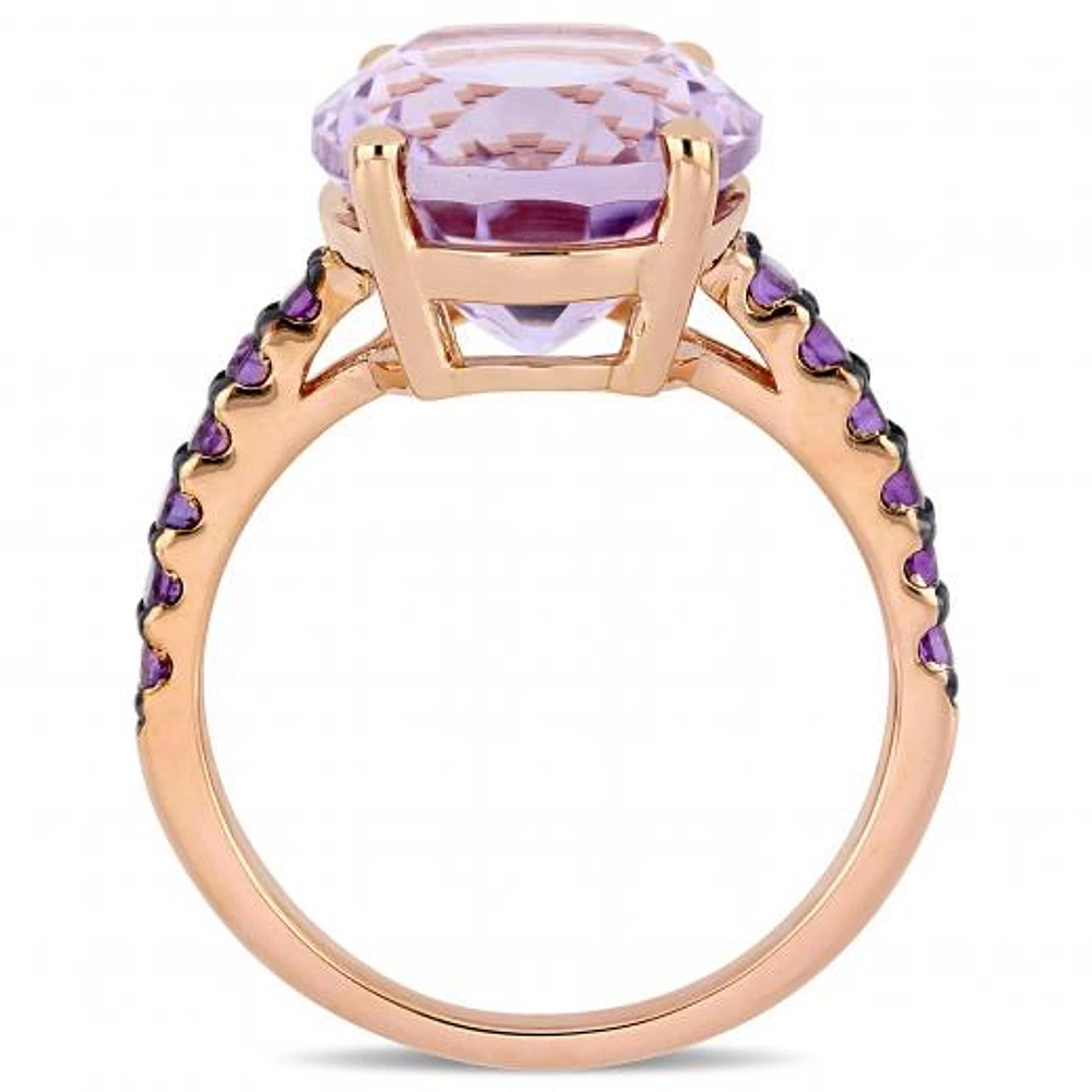 Julianna B Rose Plated Sterling Silver Amethyst & Rose De France Ring