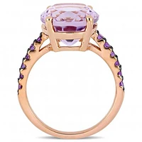 Julianna B Rose Plated Sterling Silver Amethyst & Rose De France Ring