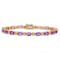 Julianna B Rose Plated Sterling Silver Amethyst & Diamond Tennis Bracelet