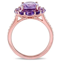 Julianna B Rose Plated Sterling Silver Amethyst Topaz & Rose De France Ring