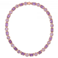 Julianna B Rose Plated Sterling Silver Rose De France and Amethyst Link Necklace