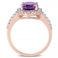 Julianna B 10K Rose Gold Amethyst & Created White Sapphire Bridal Ring