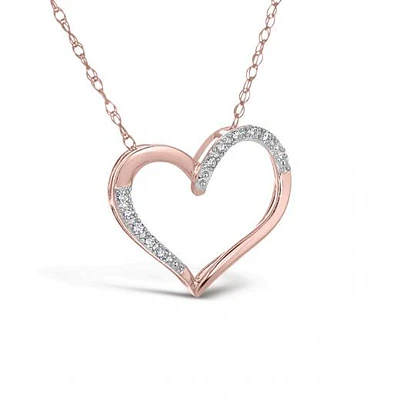 10K Rose Gold Diamond Heart Pendant