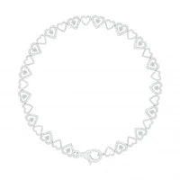 Sterling Silver Diamond Heart Bracelet