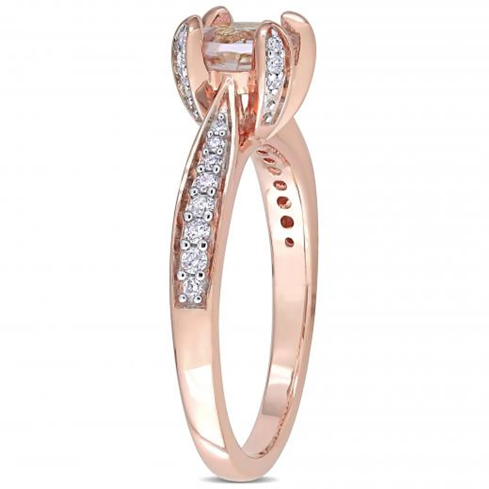 Julianna B 14K Pink Gold Morganite 0.20CTW Diamond Engagement Ring