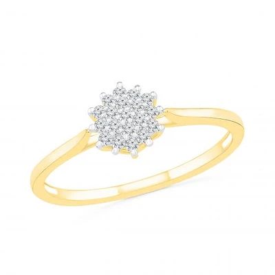 10K Yellow Gold Diamond Cluster Ring