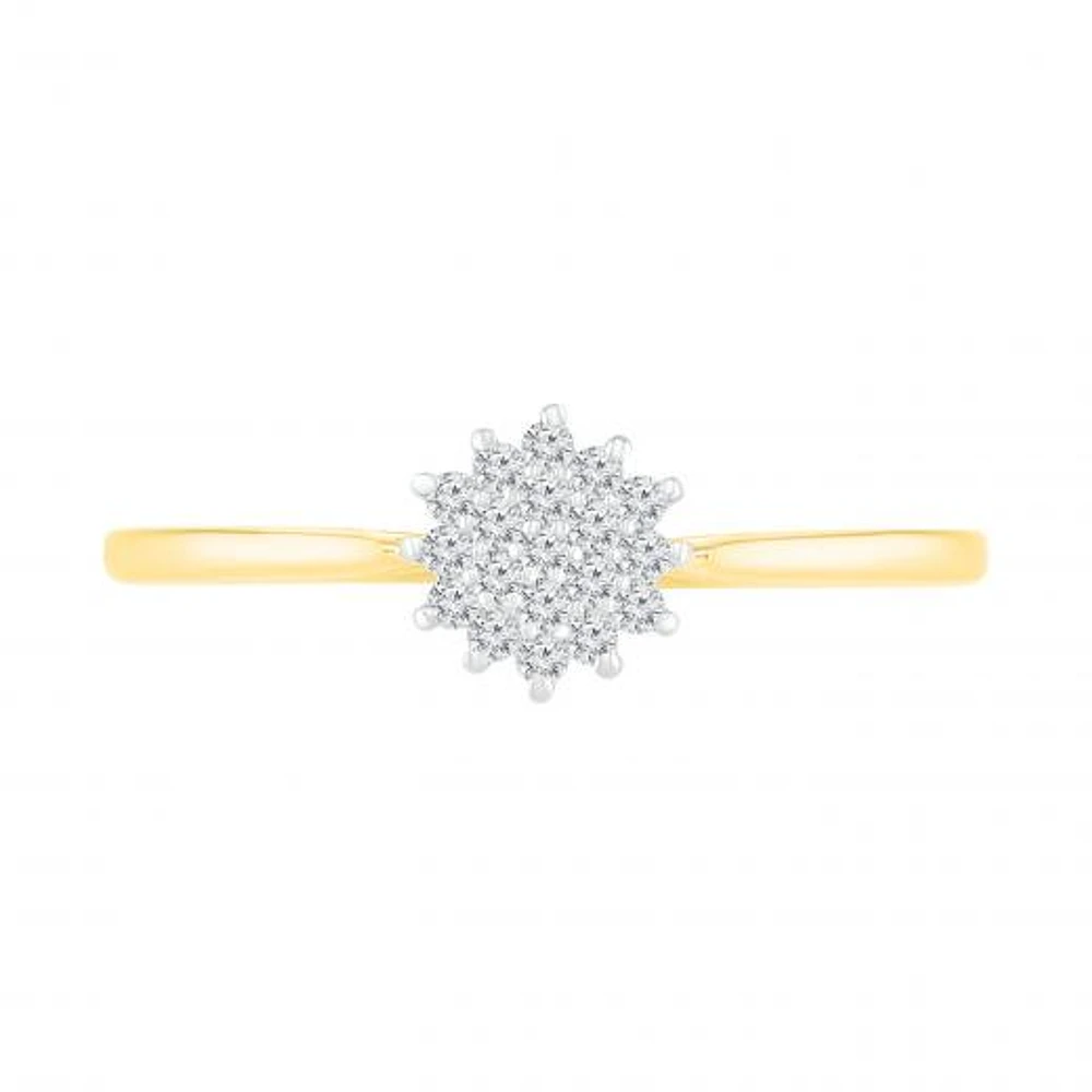 10K Yellow Gold Diamond Cluster Ring