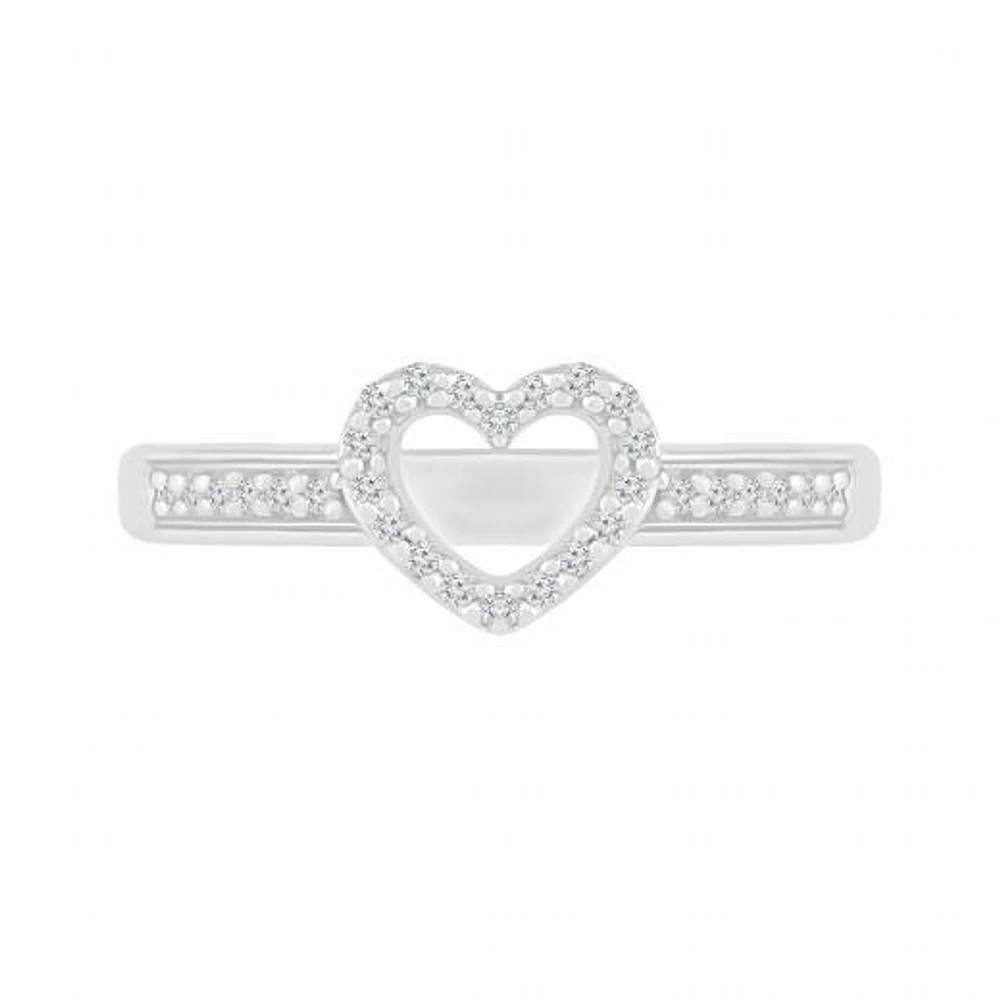 Sterling Silver Diamond Heart Ring