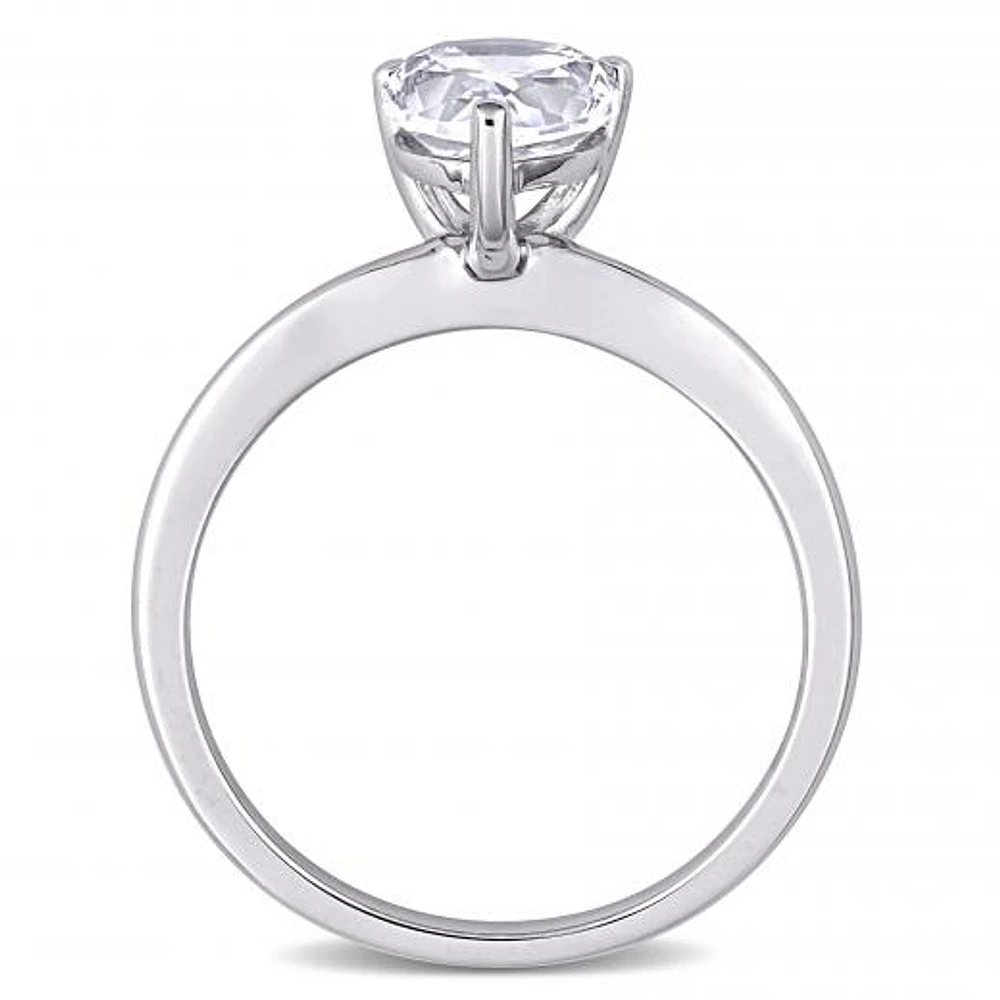 Julianna B 10K White Gold Pear Shape Created White Sapphire Solitaire Ring