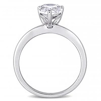 Julianna B 10K White Gold Pear Shape Created White Sapphire Solitaire Ring