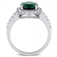 Julianna B 10K White Gold Created Emerald & Created White Sapphire Bridal Ring