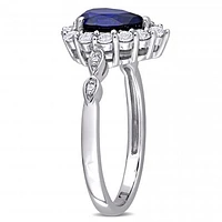 Julianna B 10K White Gold Created Blue Sapphire & Diamond Accent Ring