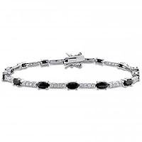 Julianna B Sterling Silver Black and White Cubic Zirconia Station Bracelet