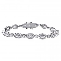 Julianna B Sterling Silver Marquise Created White Sapphire Bracelet
