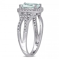 Julianna B 10K White Gold Aquamarine & 0.17CTW Diamond Ring