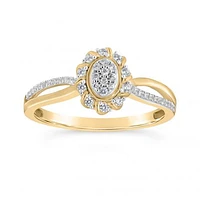 10K Yellow Gold 0.21CTW Diamond Oval Promise Ring