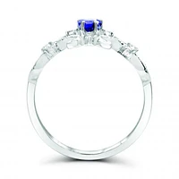 10K White Gold Tanzanite & Diamond Crown Ring