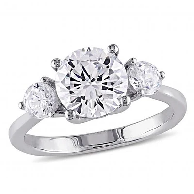 Julianna B Sterling Silver Cubic Zirconia Three-Stone Engagement Ring