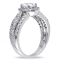 Julianna B Sterling Silver Triple Row Halo Cubic Zirconia Engagement Ring