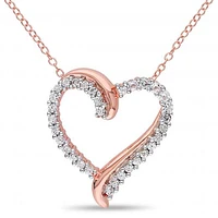Julianna B Rose Plated Sterling Silver Created White Sapphire Heart Pendant
